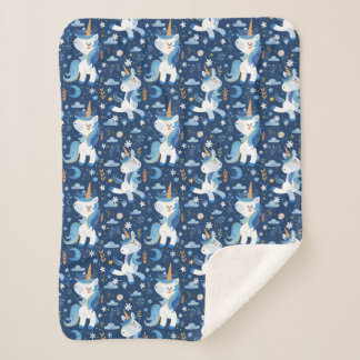 Blue boho design with unicorn sherpa blanket