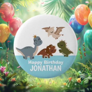 Blue Boho Dinosaur 6 Cm Round Badge