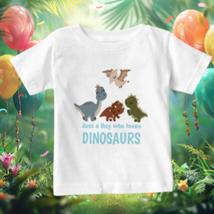 Blue Boho Dinosaur  Baby T-Shirt