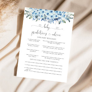 Blue Boho Floral Baby Predictions Card