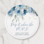 Blue Boho Floral Baby Shower Pop It Favour Tags