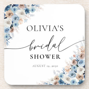 Blue Boho Floral beverage coaster