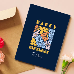 Blue Boho Floral Birthday Card