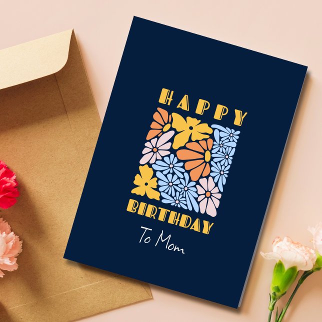 Blue Boho Floral Birthday Card (Creator Uploaded)