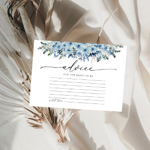 Blue Boho Floral Bridal Shower Advice Card