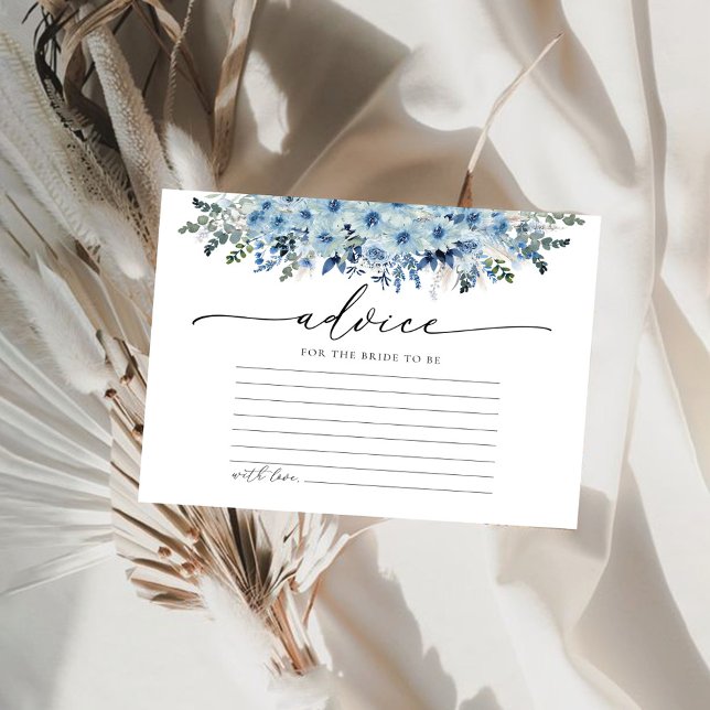 Blue Boho Floral Bridal Shower Advice Card (Creator Uploaded)