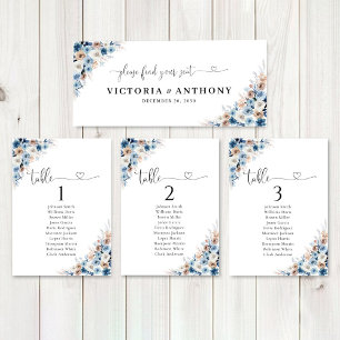 Blue Boho Floral Wedding Head Table Sign