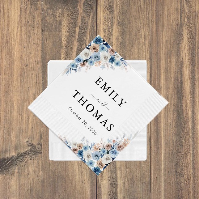 Blue Boho Floral Wedding Napkins (Creator Uploaded)