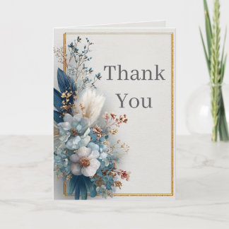 Blue Boho Flowers Thank You Card