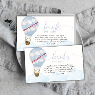 Blue Boho Hot Air Balloon Books For Baby Shower  Enclosure Card