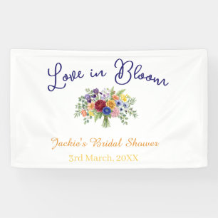blue boho love in Bloom bridal shower name retro Banner