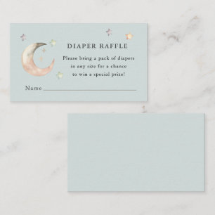 Blue Boho Over the Moon Baby Shower Diaper raffle Enclosure Card