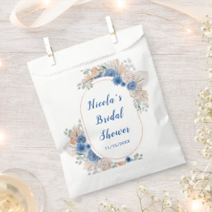 Blue Boho Pampas Grass Bridal Shower Favour Bag
