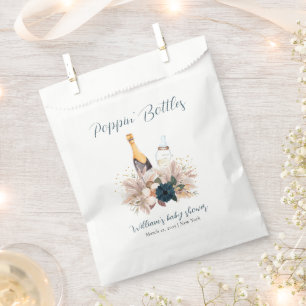 Blue Boho Poppin Champagne Bottles Baby Shower Favour Bag