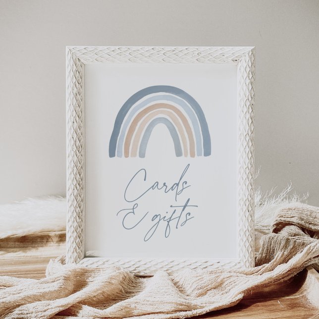 Blue Boho Rainbow Baby Shower Cards and Gift Poster (Creator Uploaded)