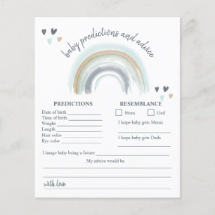 Blue Boho Rainbow Baby Shower  Prediction Game