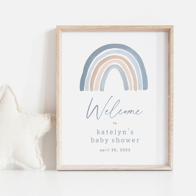 Blue Boho Rainbow Baby Shower Welcome Sign (Creator Uploaded)