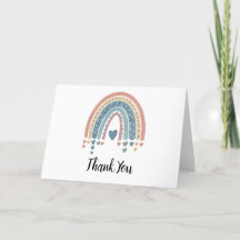 Blue Boho Rainbow Watercolor Thank You Card