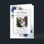 Blue Boho Roses Ceremony & Reception Wedding Program<br><div class="desc">This beautiful folded wedding program has room for information on both the ceremony and reception. The front has your picture surrounded by hand painted watercolor roses and flowers in shades of dusty blue, navy, and indigo, along with the basic information including a welcome and a short space for info on...</div>