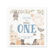 Blue Boho Spooky One 1st Birthday Cute Ghost