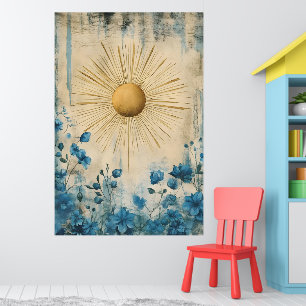 Blue Boho Sunshine" (or sometimes "Boho Sun Blue") Poster