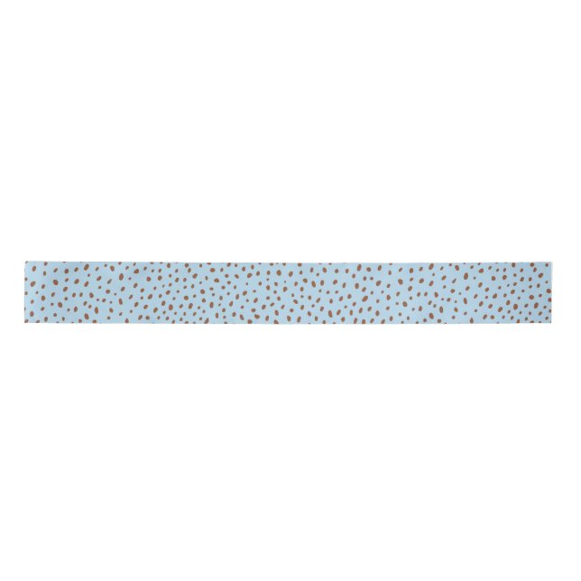 Blue & Boho Terracotta Brown Dots Baby Shower Satin Ribbon (Front)