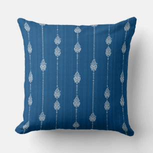 Blue Boho Throw Pillow