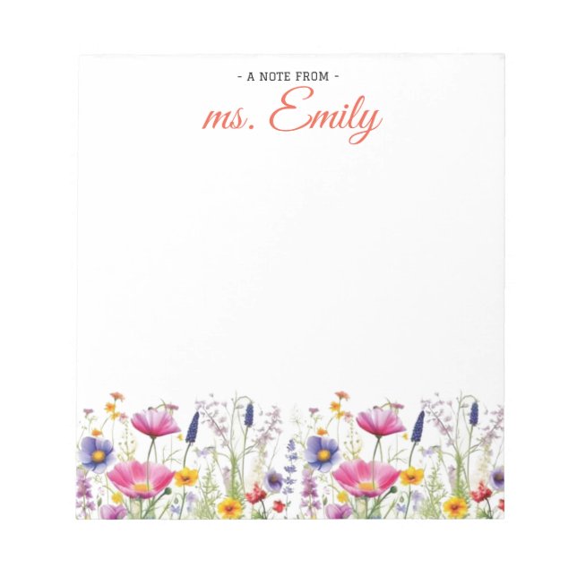 Blue Boho Watercolor Border Personalised Notepad (Front)