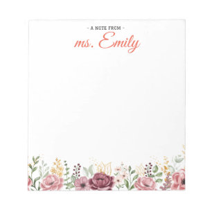 Blue Boho Watercolor Border Personalised Notepad