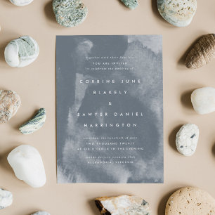 Blue Boho Watercolor Wedding Invitation