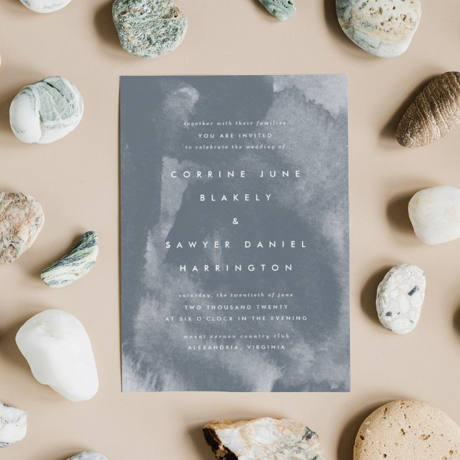 Blue Boho Watercolor Wedding Invitation (Creator Uploaded)