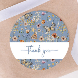 Blue Boho Wildflower Baby Shower Sticker