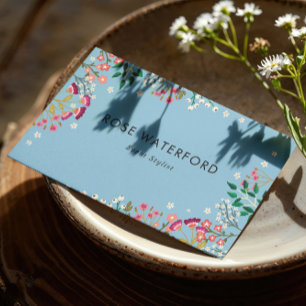 Blue Boho Wildflowers Business Card