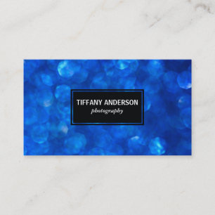 Blue Bokeh Black Panel Business Card