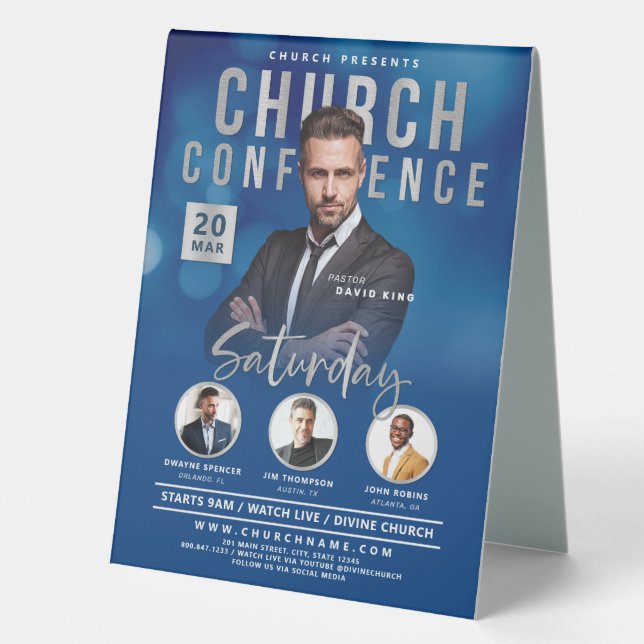 Blue Bokeh Church Conference Service Event  (Front)