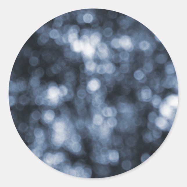 Blue Bokeh Classic Round Sticker (Front)