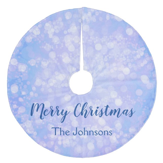 Blue Bokeh Fleece Tree Skirt (Front)