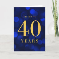 Blue Bokeh Gold Cheers to 40 Years Birthday