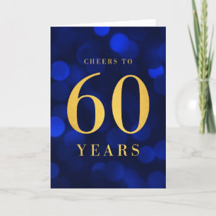 Blue Bokeh Gold Cheers to 60 Years Birthday Card
