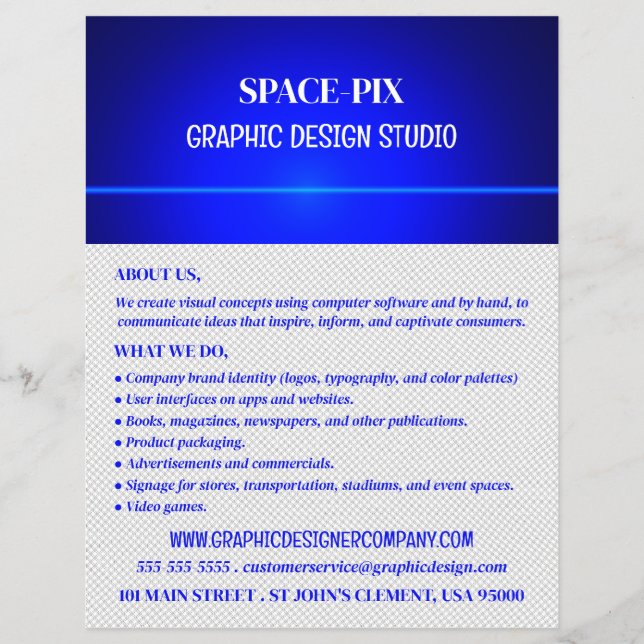 Blue Bokeh Guilloché Design, Graphic Designer Flyer (Front)