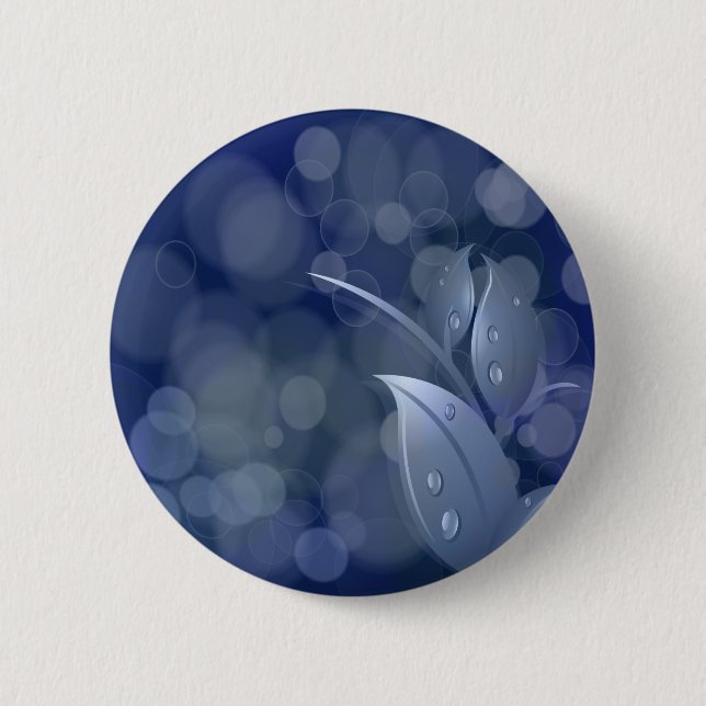 Blue Bokeh Leaves 6 Cm Round Badge (Front)
