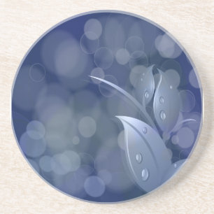 Blue Bokeh Leaves Coaster