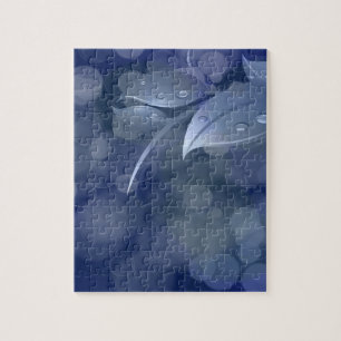 Blue Bokeh Leaves Jigsaw Puzzle