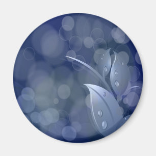 Blue Bokeh Leaves Magnet