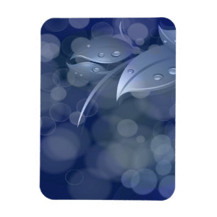 Blue Bokeh Leaves Magnet