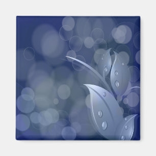 Blue Bokeh Leaves Magnet