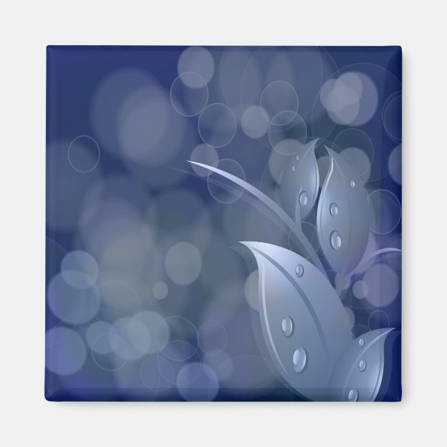 Blue Bokeh Leaves Magnet (Front)