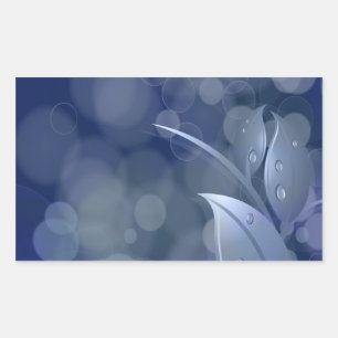 Blue Bokeh Leaves Rectangular Sticker