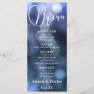 Blue Bokeh Light & Typography 32 Wedding Menu 2