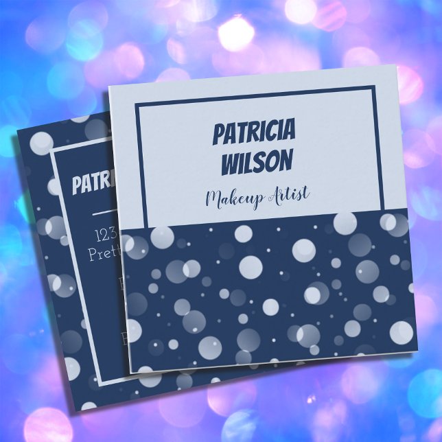 Blue Bokeh Makeup Artist Square Business Cards (Creator Uploaded)